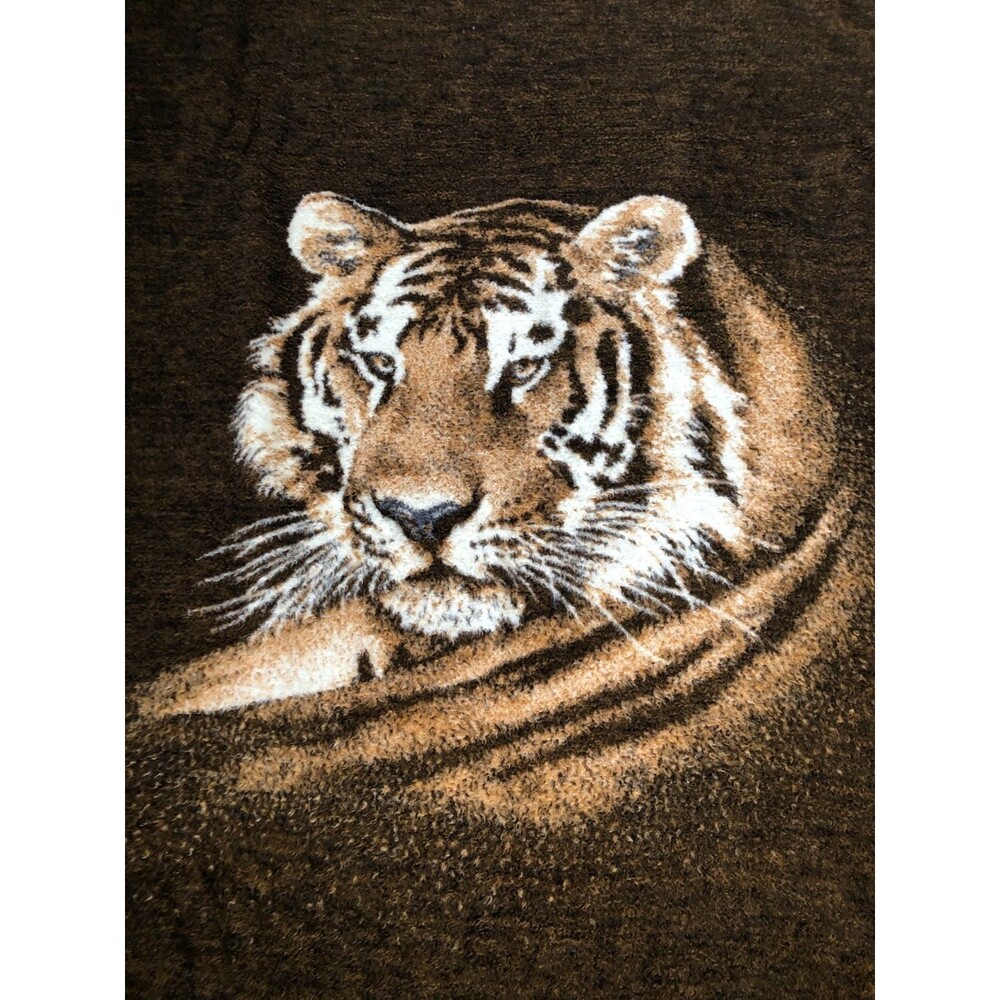 Biederlack Tiger Head Throw Blanket Reversible 58x75" W. Germany VINTAGE